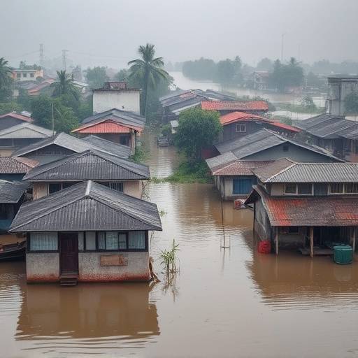 Case allagate in India, simbolo della devastazione causata dalle alluvioni