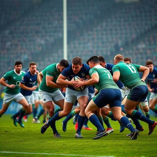 Giocatori della nazionale italiana di rugby durante una partita del Sei Nazioni