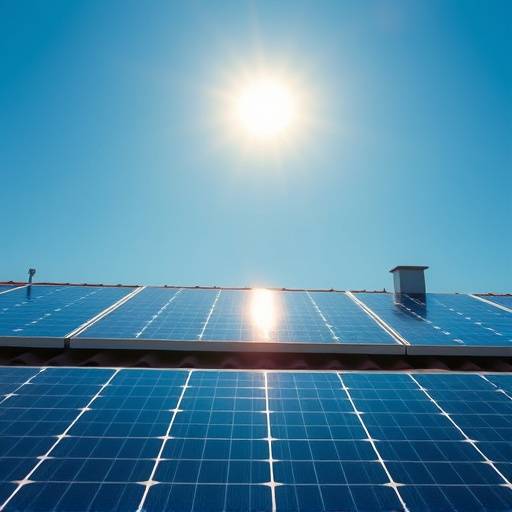 Immagine di pannelli solari su un tetto durante una giornata di sole