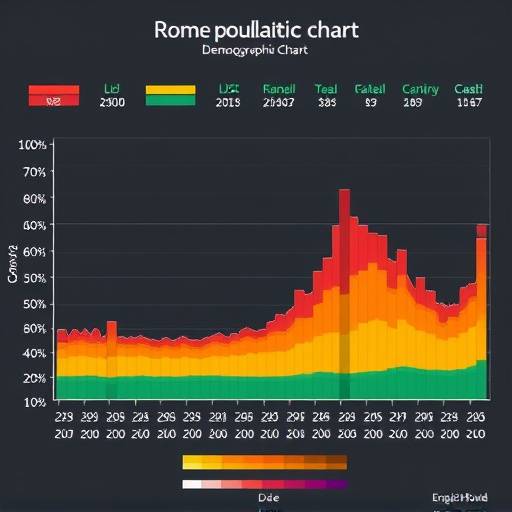 Un grafico che mostra l'andamento demografico della popolazione romana